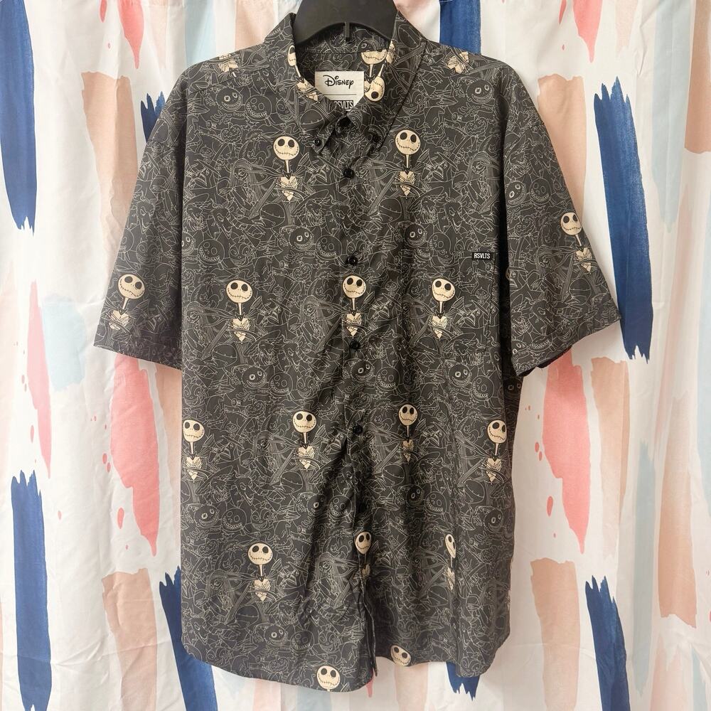 RSVLTS Disney Nightmare Before Christmas Halloween Bone Daddy Button Down Shirt - Picture 5 of 15